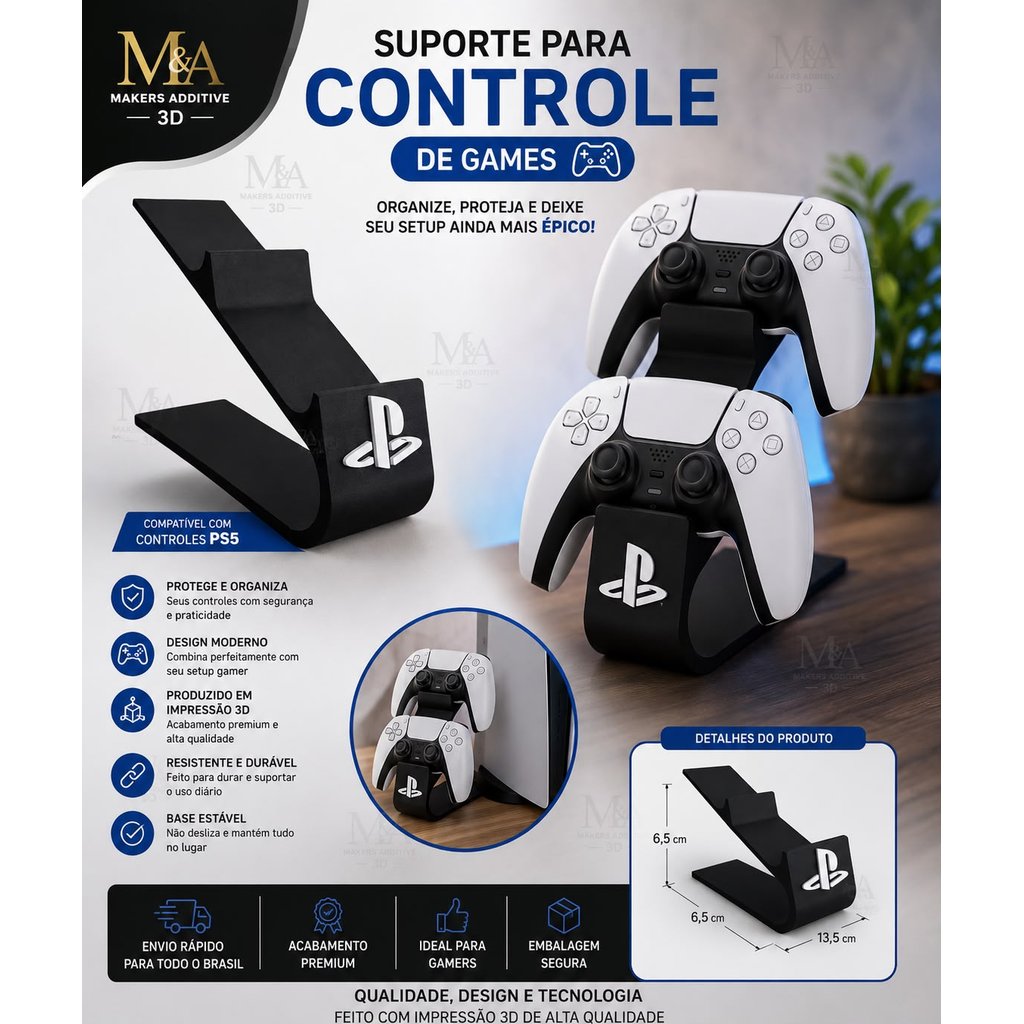 Suporte Duplo Para Controle Gamer Playstation Ps2 Ps3 Ps4 Ps5 Suporte Organizador para controles Gamers