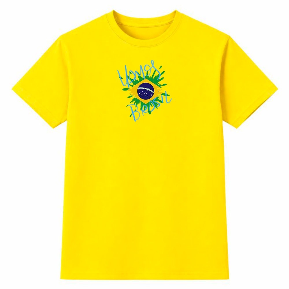 Camiseta Feminina 100% Algodão Camisa Vamos Brasil Copa do Mundo Torcida Futebol Casual Dia a Dia