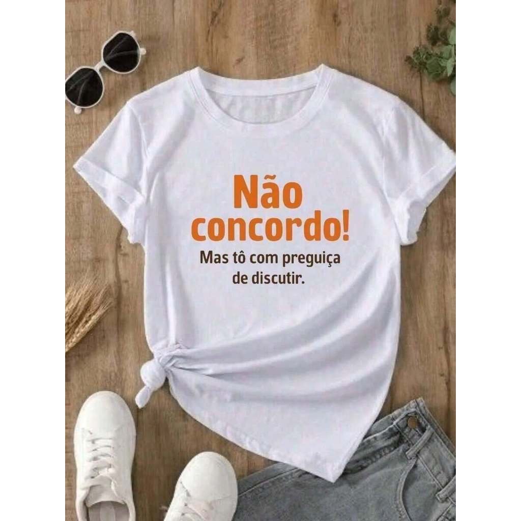 Camiseta Básica Estampada Moda T-shirt Casual Masculina Feminina 100% Algodão Frase Engraçada Confortável Premium