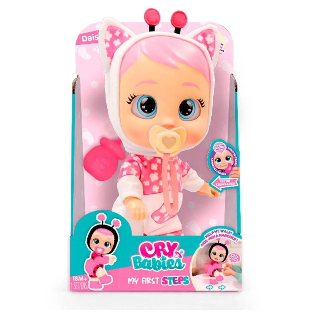 Boneca Cry Babies Daisy Anda de Verdade, Interativa com Som e Lágrimas Reais Multikids - BR2798