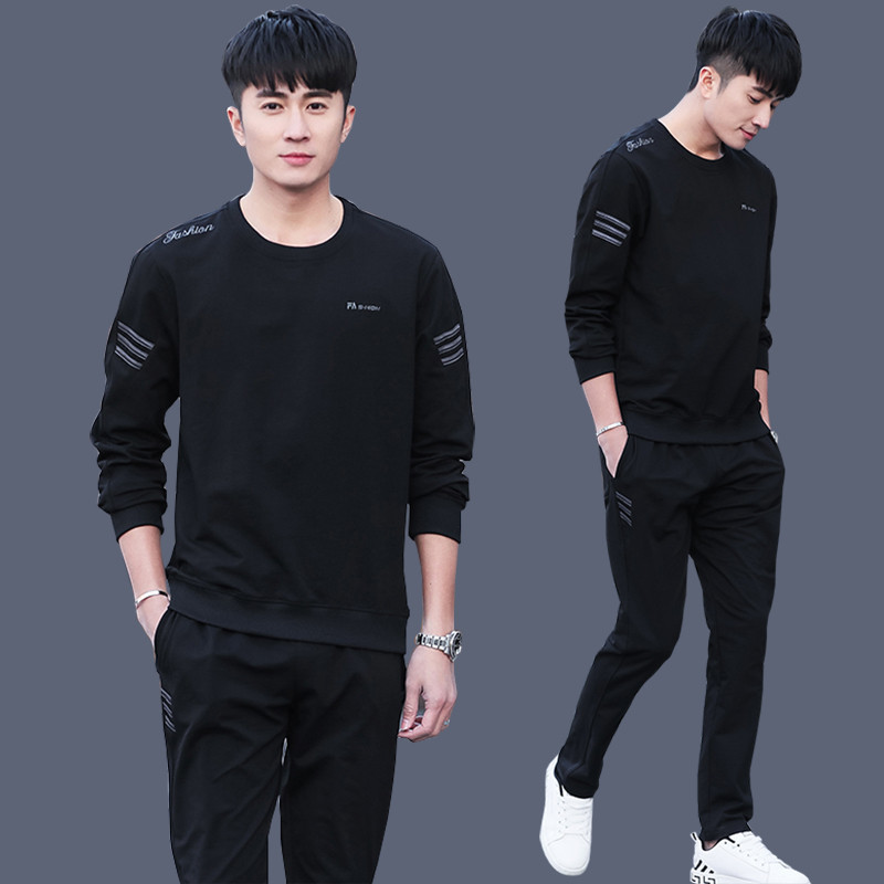 Moletom terno masculino primavera outono inverno masculino em torno do pescoço Casual manga comprida roupas esportivas m