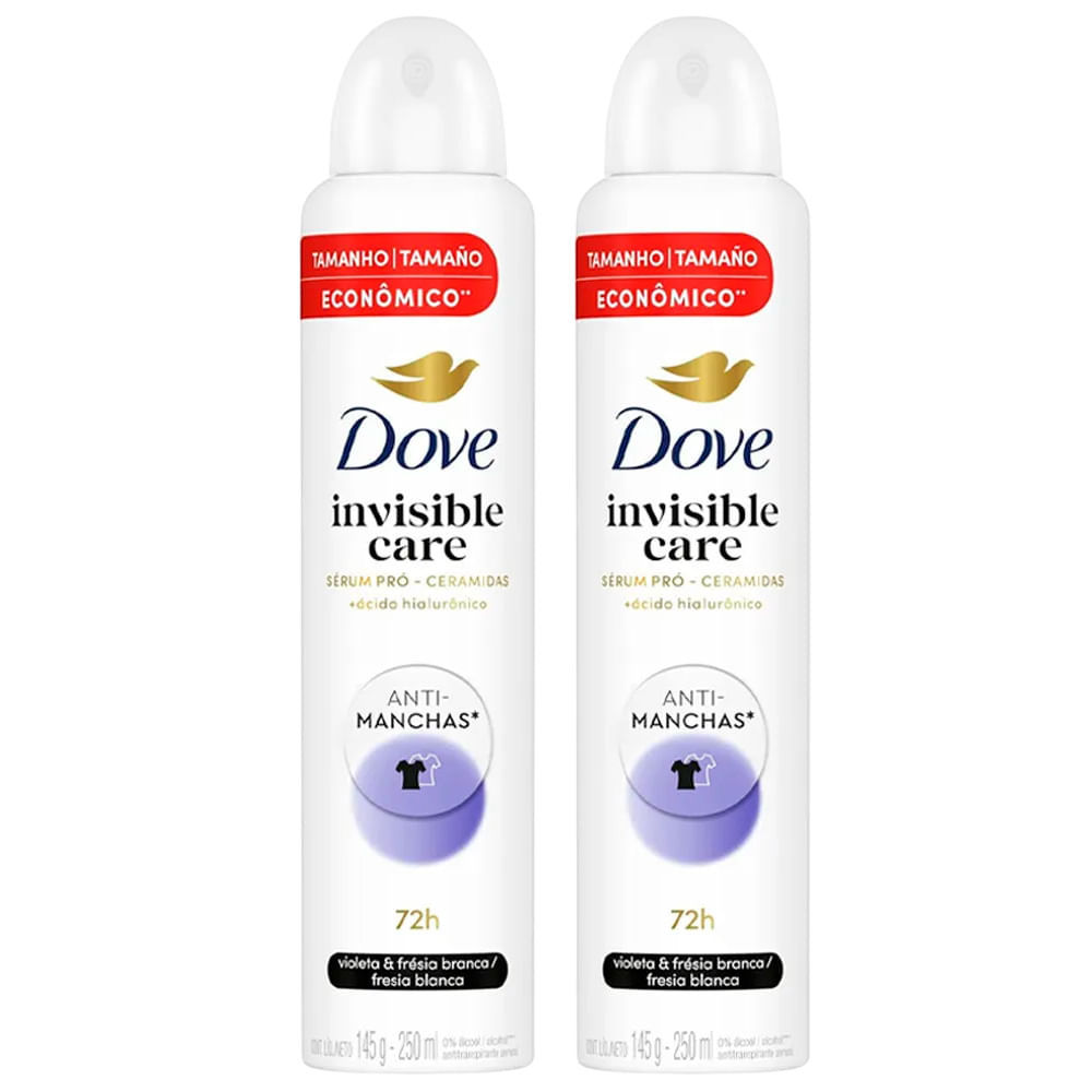 Kit Desodorante Antitranspirante Aerossol Dove Invisible Care 250ml - 2 Unidades