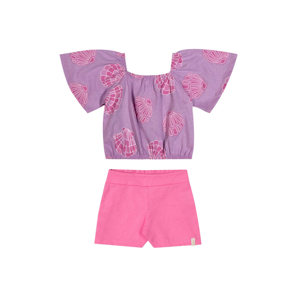 Conjunto Infantil Menina Conchinhas Elian Rosa