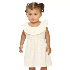 Vestido Bebê Menina Floral Devorê Elian Bege