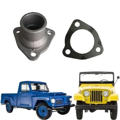 Cotovelo Carcaça E Junta Da Valvula Termostatica Jeep Rural F75 6 Cil Ford Willys
