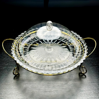 Prato de frutas de vidro cristal com tampa Prato de frutas grande High-End Requintado High-Aparance Light Luxo High-End 