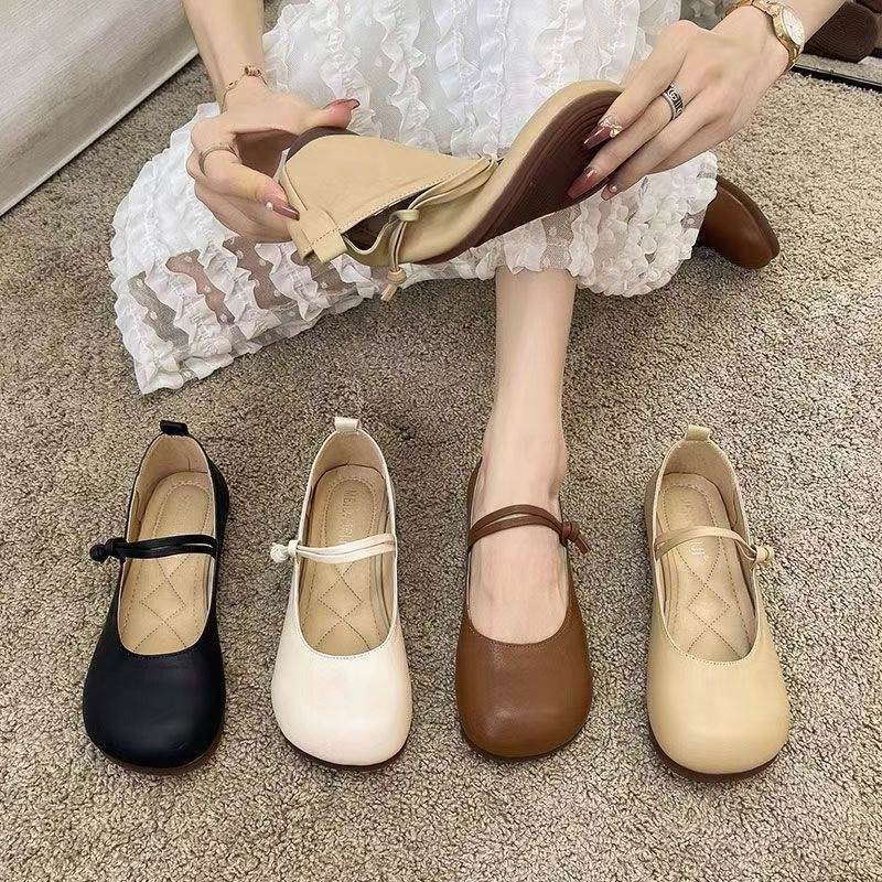 Combinando saia sapatos femininos primavera verão sapatos de noite novo estilo Mary Jane All-Match ervilhas de couro mac