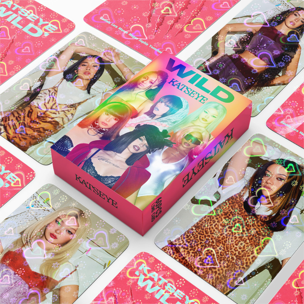 30-124pcs KATSEYE Cartões Postais A Laser Em Forma De Coração 2026 Saudações Da Temporada Internet Girl Lomo Cards SOPHI