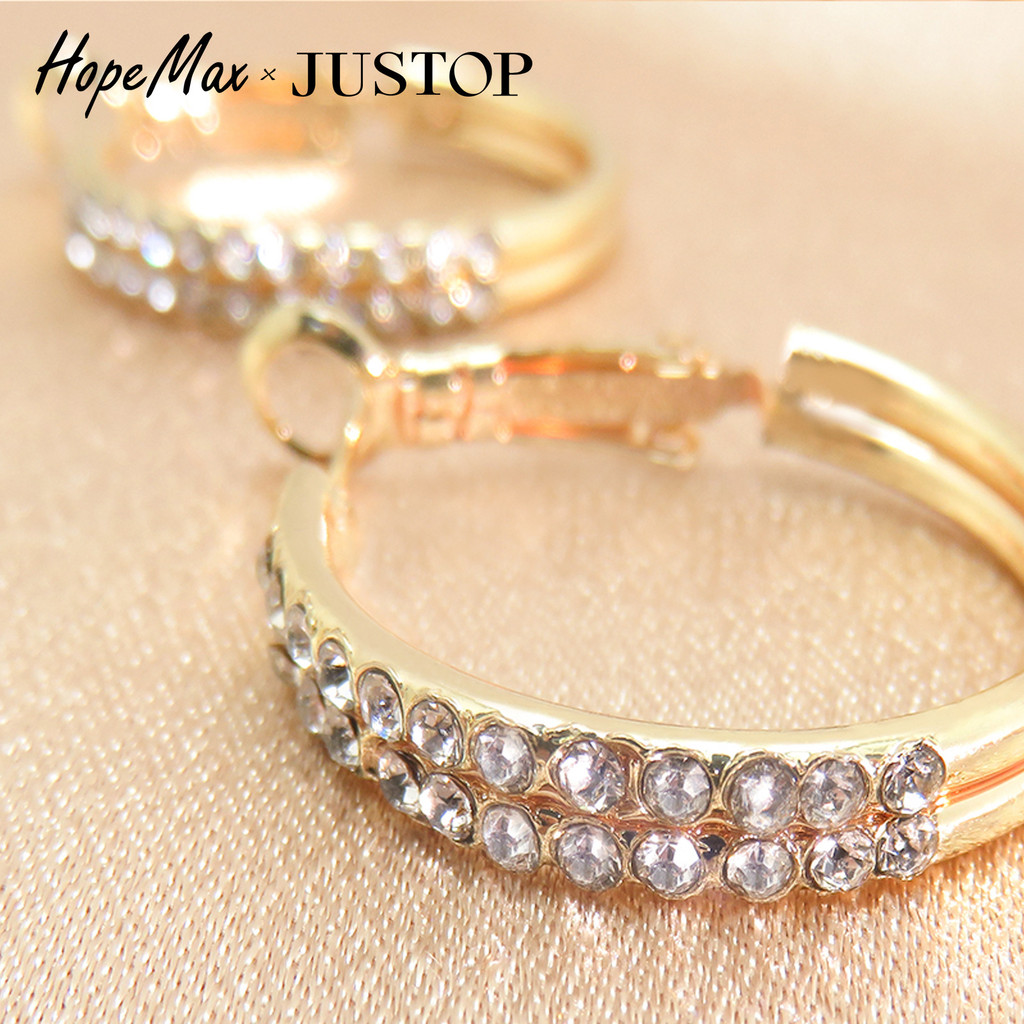 JUSTOP Brincos leves de alta qualidade em forma de O Brincos de diamante estilo brincos de joias brincos 18K