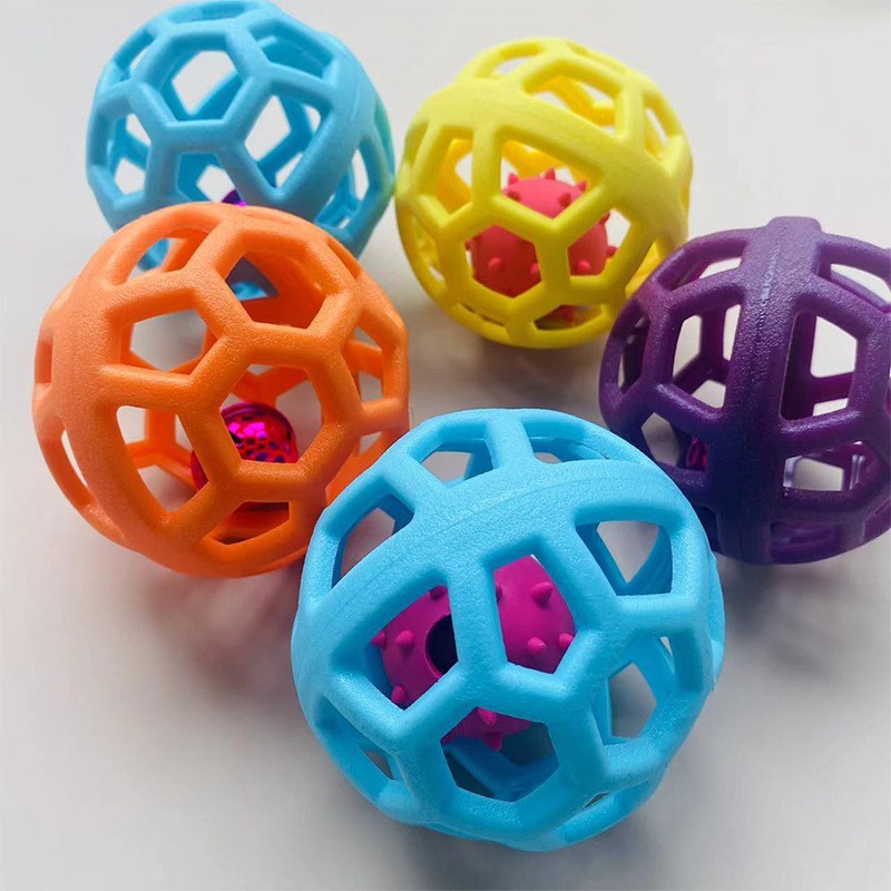 Animal de estimação soando bola oca sino bola brinquedo pequeno médio cão brinquedo tpr soando bola brinquedo de treinam