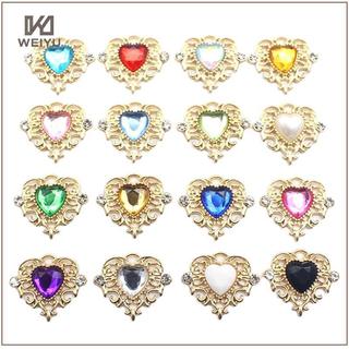 WEIYU 5 Peças Novo 21 * 25mm Coração Liga Plana Strass Botões Para Decoração De Roupas Diy Artesanato Casamento BR