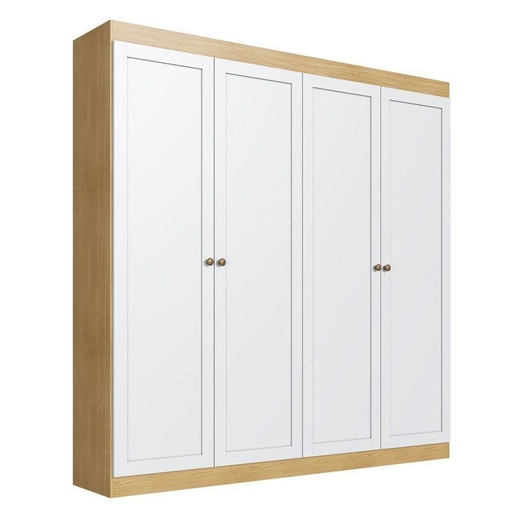 Guarda-Roupa Infantil Americano 4 Portas Provençal em MDF e 2 Gavetas Alecrim Yescasa Branco/Savana Savana/Branco · foto 2
