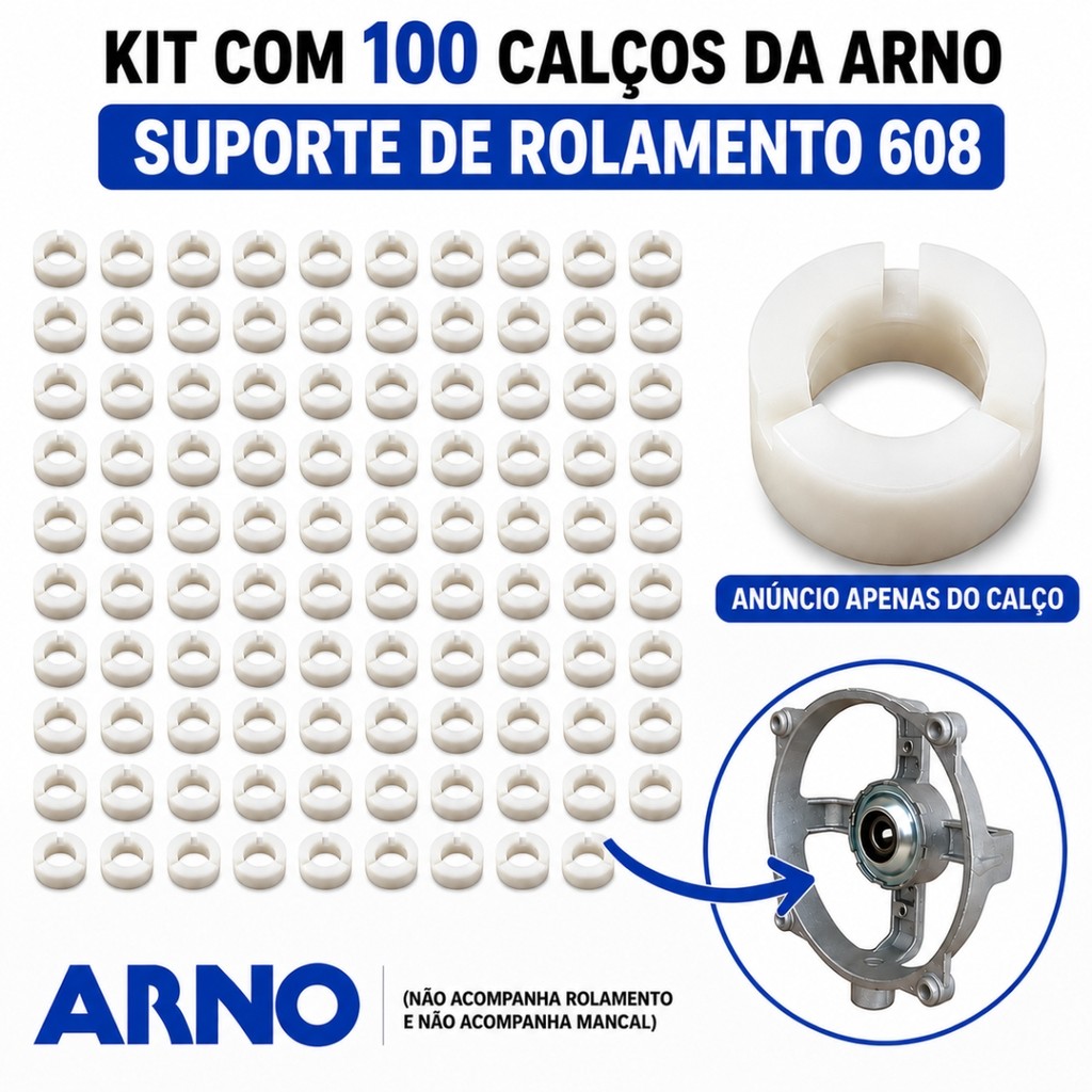 Kit 100 Suportes Calços Para Rolamento 608 Buchas Motor Ventilador Arno Atacado