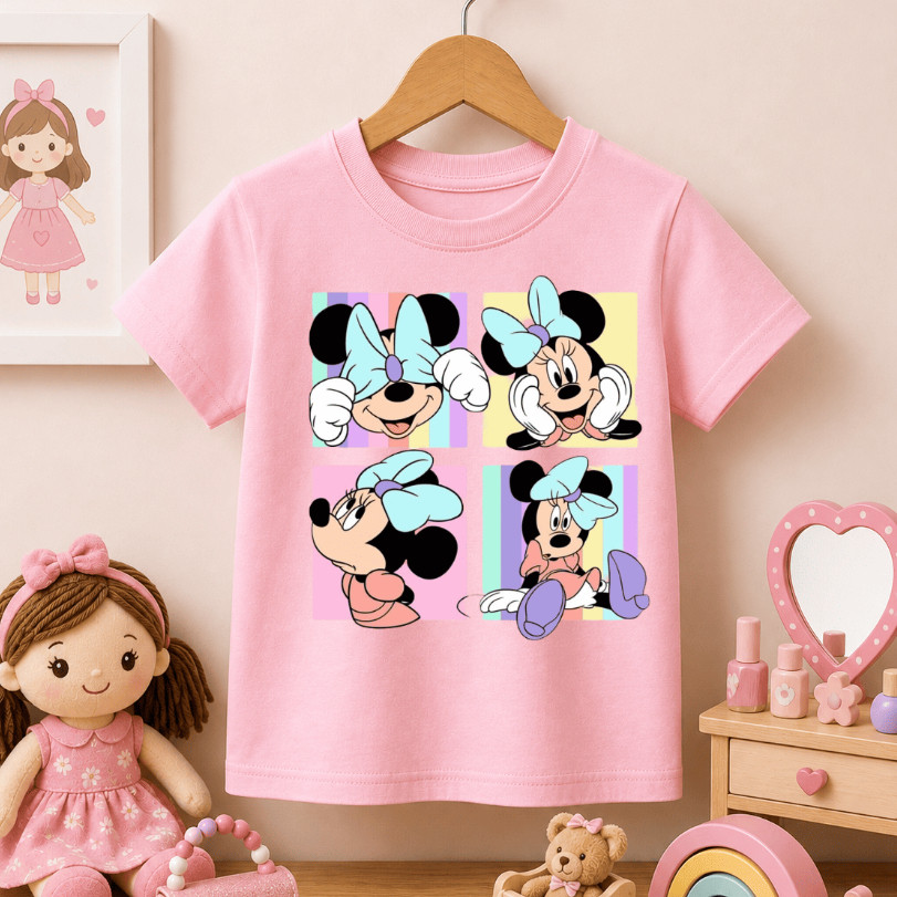 Camiseta Infantil Delicada 100% Algodão Estampada Minnie