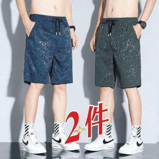2026 verão novo estilo na moda impressão completa Jacquard Shorts masculino solto esportes casuais tamanho grande padrão