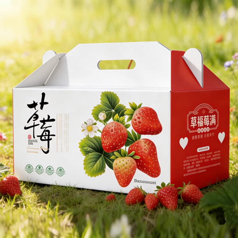 Estoque pronto Caixa de embalagem de morango Caixa de presente Papel Kraft Caixa de frutas Caixa de papel de embalagem N