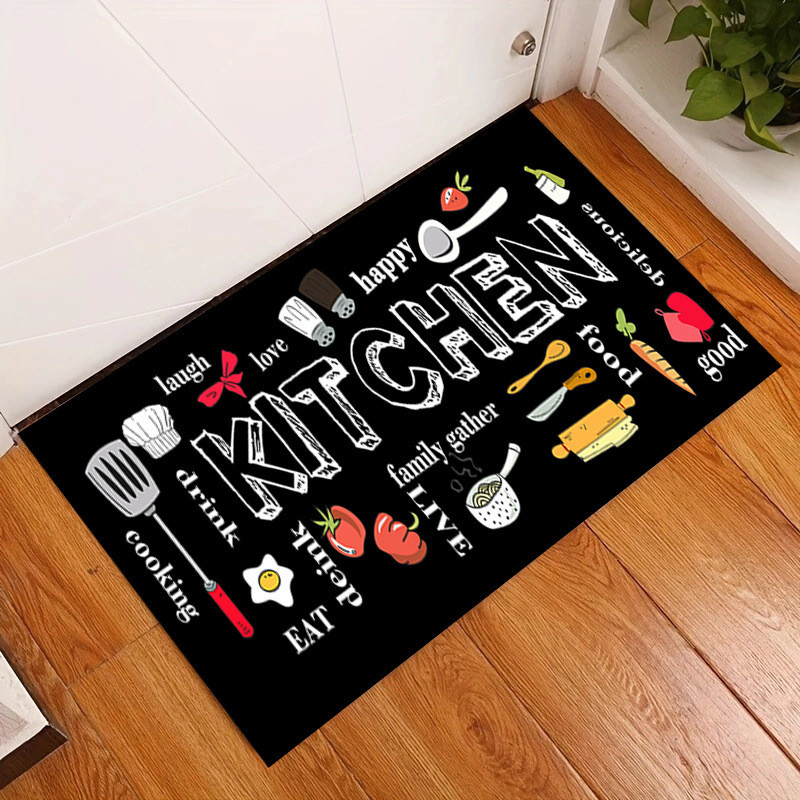 Estilo americano cristal veludo tapete inglês longo cozinha antiderrapante tapete doméstico restaurante porta resistente