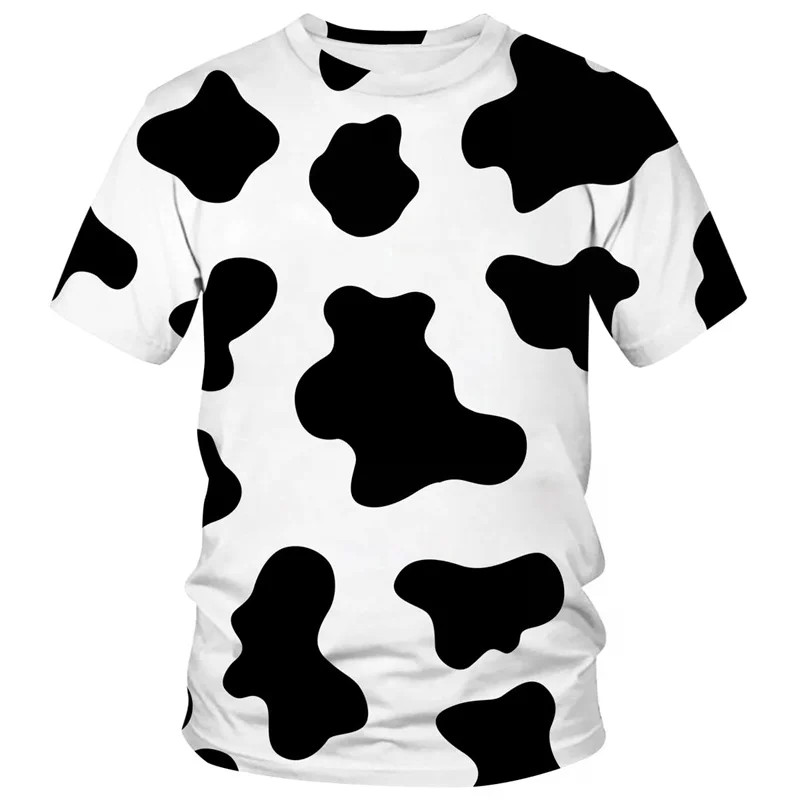 Padrão De Vaca T Camisa Para Homem Colorido Dos Desenhos Animados 3D Impresso Camisetas Verão Casual Crianças Rua Solta 