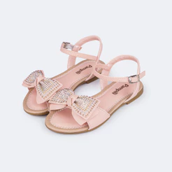 Sandália Infantil Menina Laço Strass e Tachas Pampili