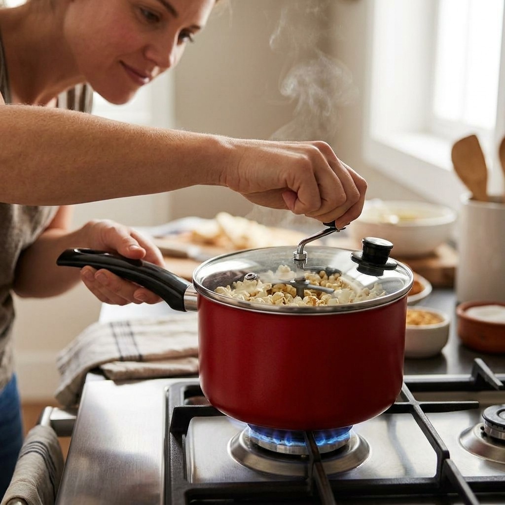 Panela Pipoqueira Antiaderente Top 4 L Faz Pipoca De Doce / Sal Oferta Tampa de Vidro