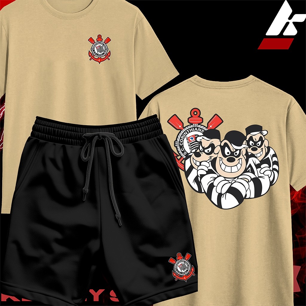 KIT Camiseta Streetwear Masculina Feminina 100% Algodão e Bermuda Mauricinho Estampa CP METRALHA — imagem 2 de 2