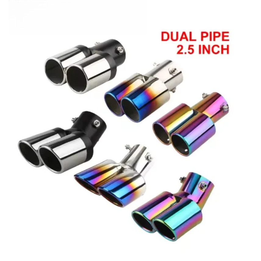 Ponteira de escape para carro em aço inoxidável de 63 mm, ponteira de tubo traseiro, compatível com diversos modelos.