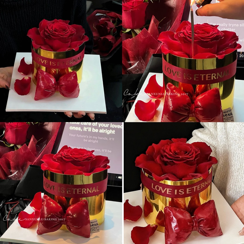 Influenciador dia dos namorados decoração de bolo dourado dourado fita de borda de bolo feliz dia dos namorados cartão d