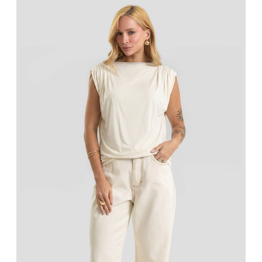 Blusa Feminina Gola Chaminé Visco Premiere Dianna Bege