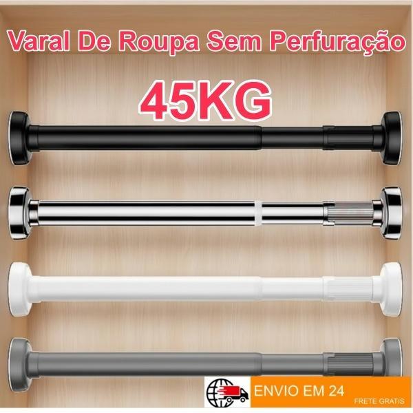 Varao Extensivel  Ajustavel Por Pressao Sem Furar Metal Porta Cortina Multiuso Box Varão Bastão Para Banheiro