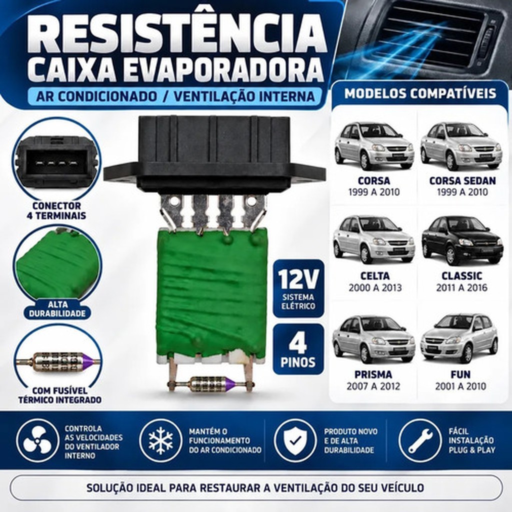 Resistencia Da Caixa Evaporadora Ar Condicionado Gm Celta Corsa Classic 1999 A 2013