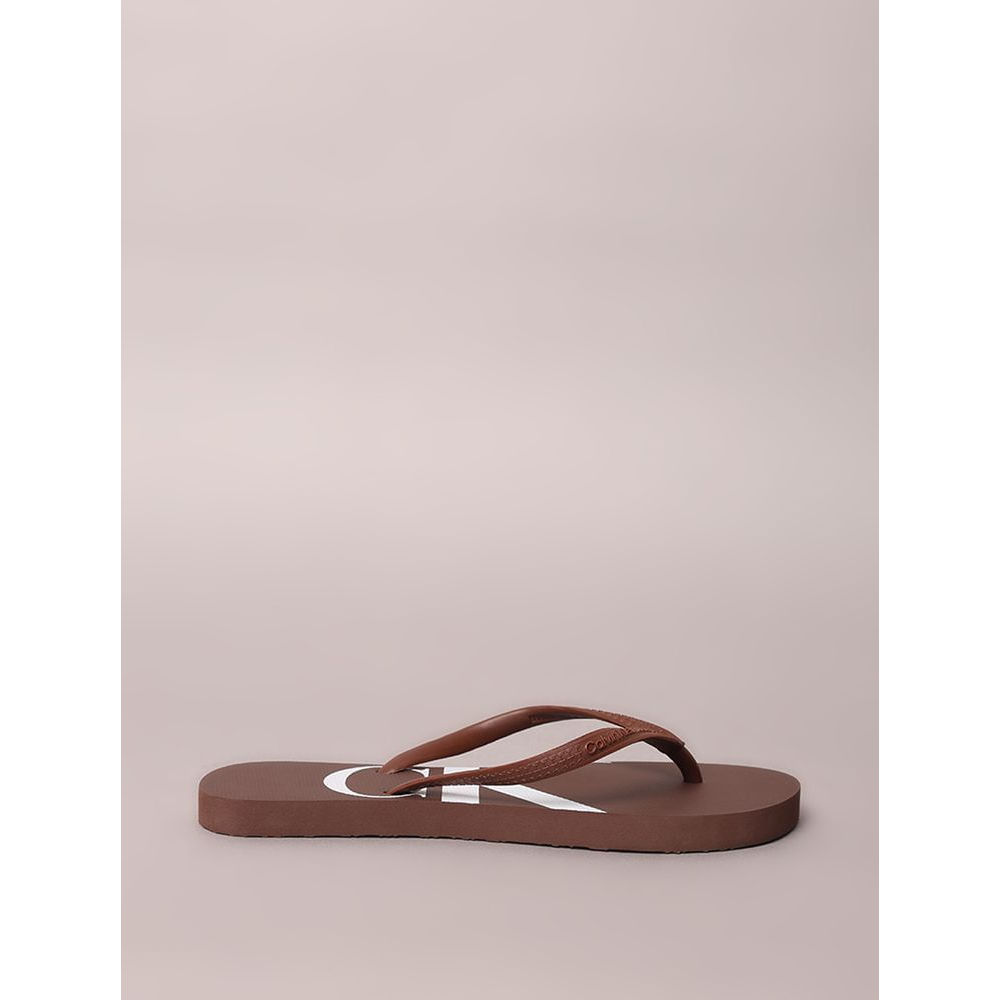 Chinelo Calvin Klein Jeans Logo Corrido Calvin Klein - Marrom