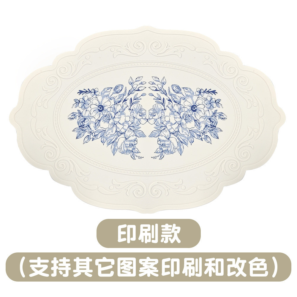 Silicone redondo Placemat engrossado grau alimentício isolamento doméstico Coaster europeu Retro em relevo utensílios de