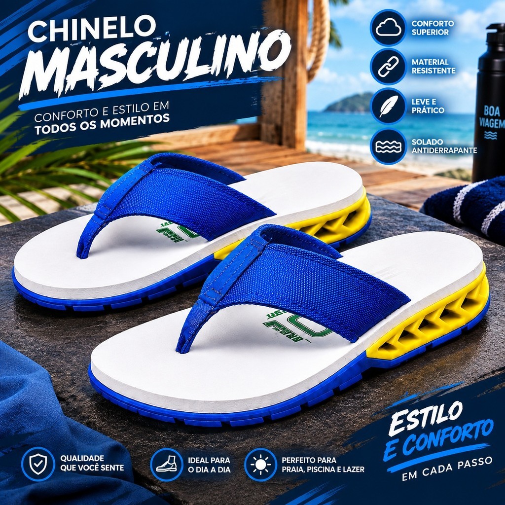 Chinelo Masculino e Feminino Casual Confortável Macio Resistente Antiderrapante KN7