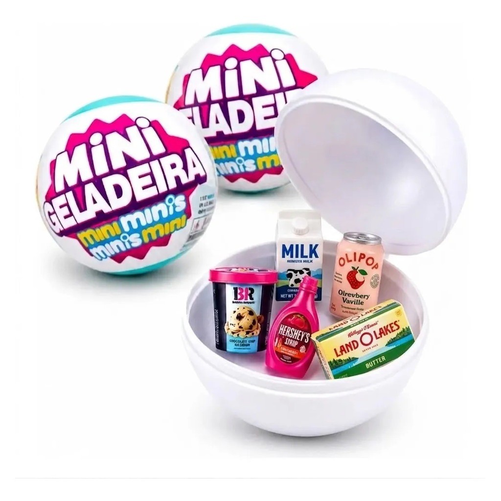 Kit 2 Cápsulas Bola Surpresa Itens Mini Geladeira Infantil