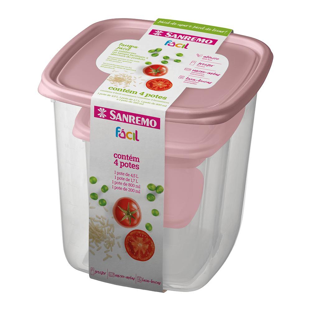 Conjunto de Potes Plásticos Sanremo 4 Peças, Sortido - SR148/6C