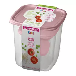 Conjunto de Potes Plásticos Sanremo 4 Peças, Sortido - SR148/6C