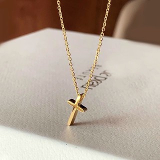 Colar cruzado feminino joias douradas corrente de clavícula acessórios de aço titânio