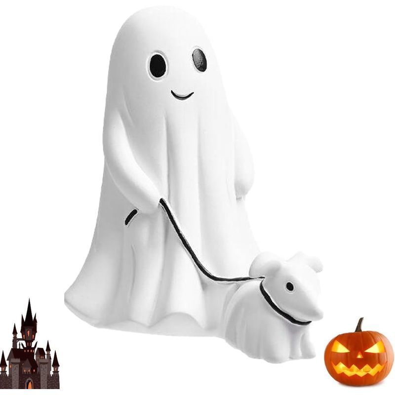 Decoração De Estátua De Cachorro Ambulante Fantasma Audaisly , Estatueta De Resina Assustador De Halloween Mais Fofa , P