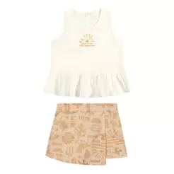 Conjunto Infantil Menina Babado Sunset Elian Bege