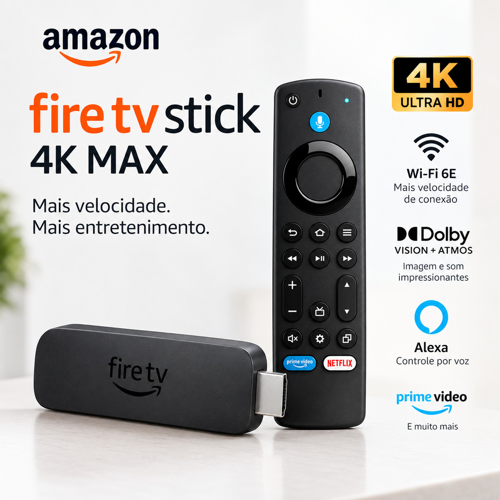 Amazon Fire TV Stick 4K Max 2º Geração 16GB Ultra HD 4k Wi-Fi 6 Alexa Controle por Voz android