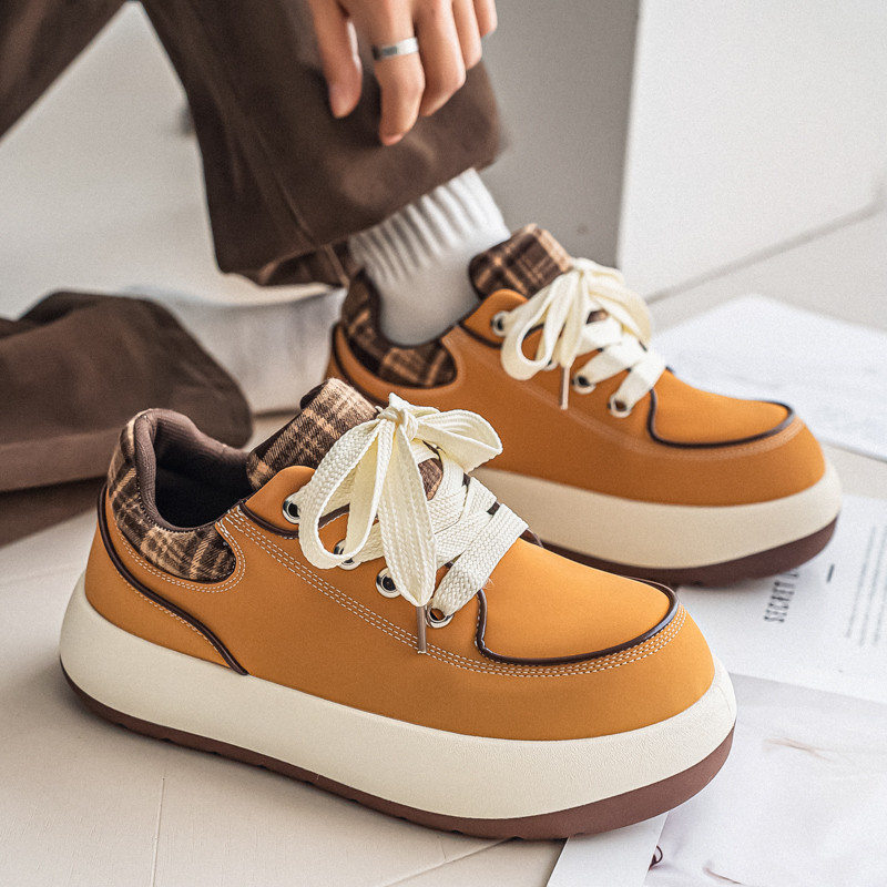 Outono respirável sapatos masculinos High-End esportes lazer aumento altura Boken sapatos dedo do pé largo trabalho All-