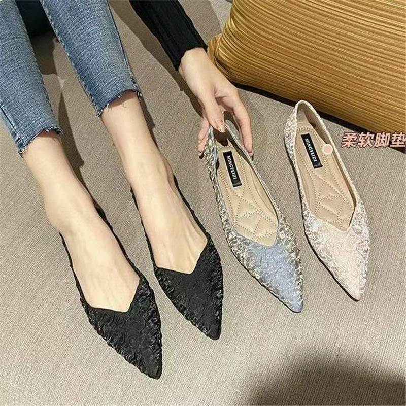 2025 verão outono novo estilo sola macia apontou Toe sapatos de salto médio feminino All-Match sapatos de trabalho boca 