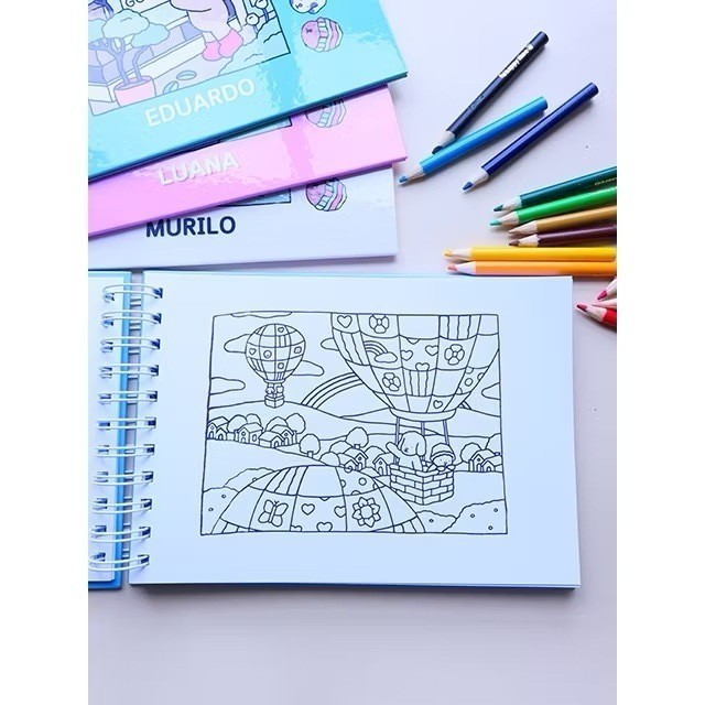 Coloring Book Booboo Goods Livro de Desenho Ursinhos Cute A5 50 Folhas 180g para Colorir e Pintar