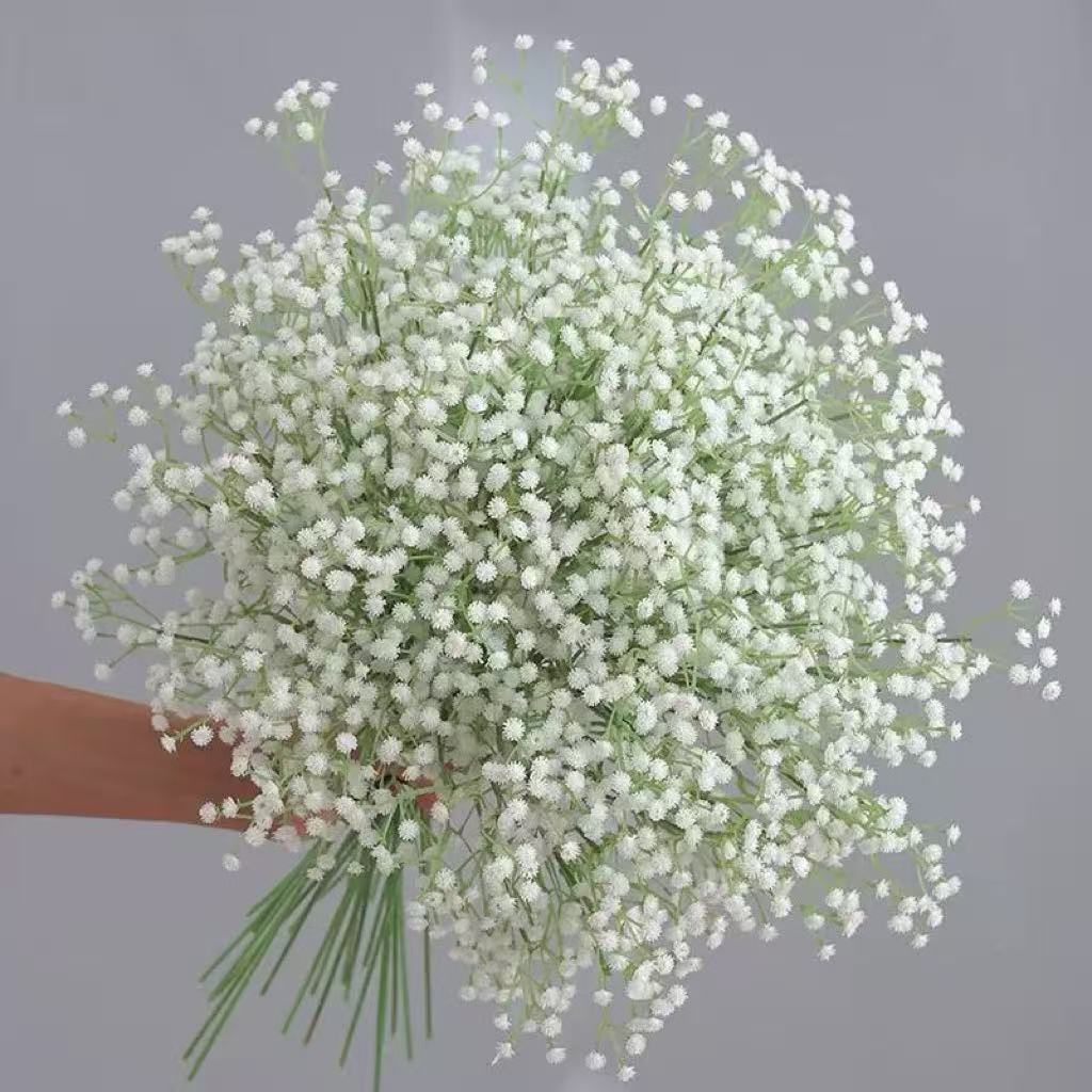 Gypsophila artificial de 108 cabeças, com toque de borracha macia, flor artificial para decoração de casamento Z8VG