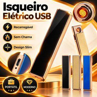 Isqueiro Esqueiro Elétrico Ecológico Recarregável de Bolso USB Acendimento Elétrico