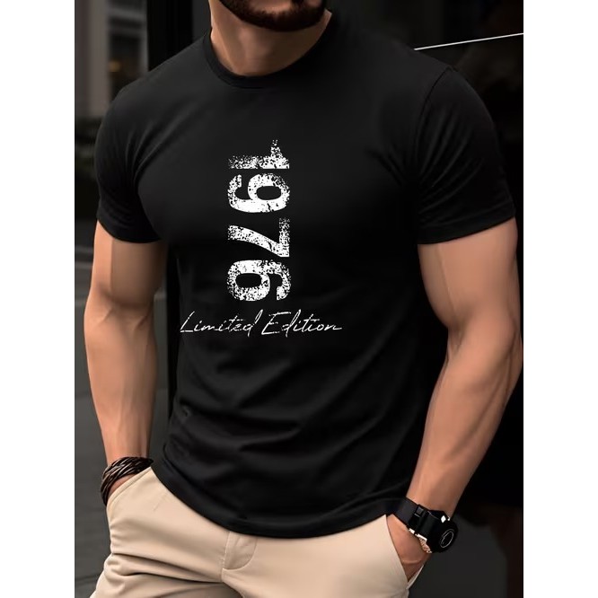 Camiseta Masculina Manga Curta Estampada 1976 Confortável Moderna Estilosa Premium para Moda Casual Tendência Verão