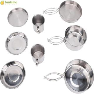 Conjunto De Panelas De 8 Peças , Kit De Bagunça De Acampamento Empilhável Para 3-4 Pessoas , Piquenique De Panela De Coz