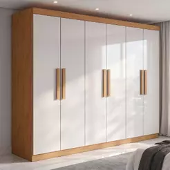 Guarda Roupa Casal 6 Portas Easy Slim Amendoa Clean/off White