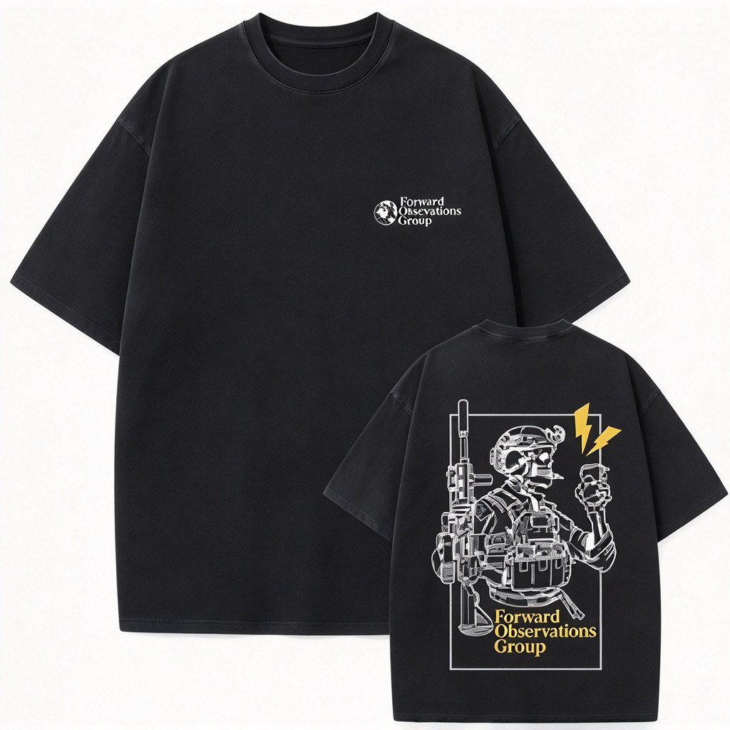 Camiseta Unissex Premium De Algodão Preta Estampa Militar Tática Soldado Confortável Para Uso Casual Passeio E Lazer