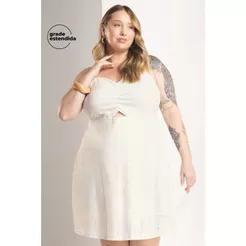 Vestido Feminino Em Algodão Marialícia Bege